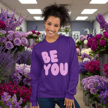 Be You in Pink and Purple Unisex Crew Neck Sweatshirt - The APWT Gift Shop