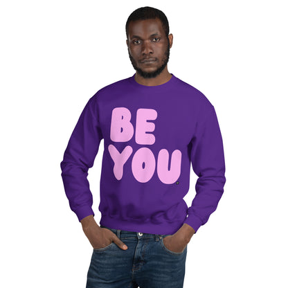 Be You in Pink and Purple Unisex Crew Neck Sweatshirt - The APWT Gift Shop