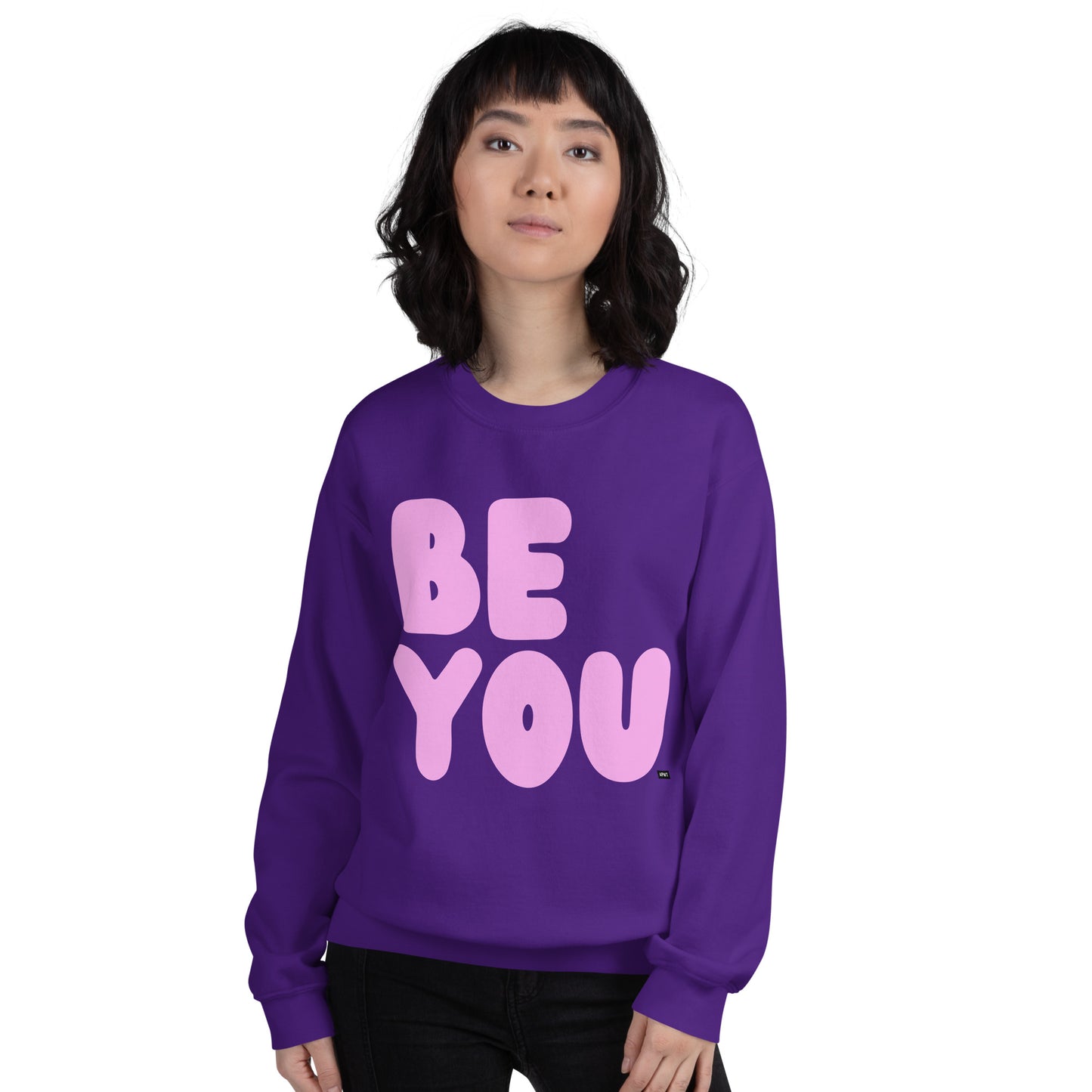 Be You in Pink and Purple Unisex Crew Neck Sweatshirt - The APWT Gift Shop
