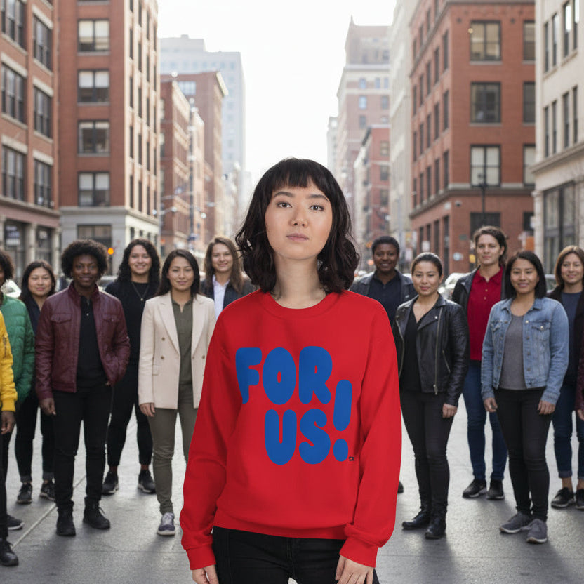 For Us in Red and Blue Unisex Crew Neck Sweatshirt