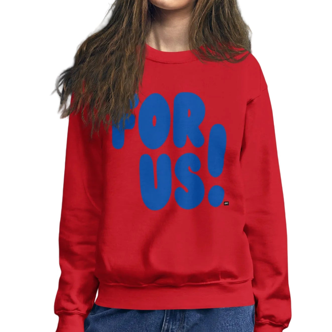 For Us in Red and Blue Unisex Crew Neck Sweatshirt