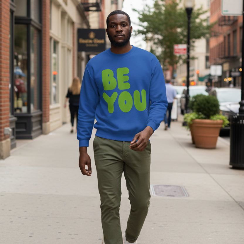 Be You in Blue and Green Unisex Crew Neck Sweatshirt