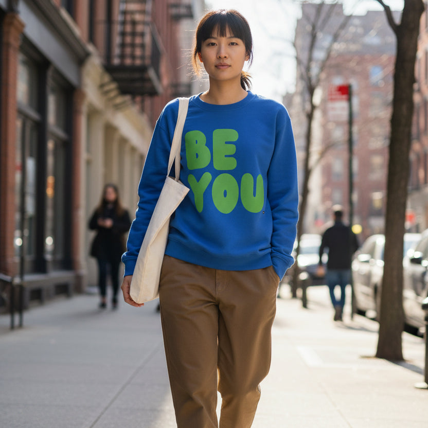 Be You in Blue and Green Unisex Crew Neck Sweatshirt