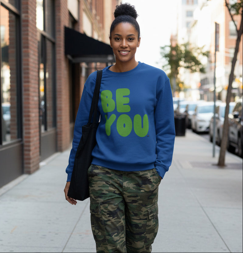Be You in Blue and Green Unisex Crew Neck Sweatshirt