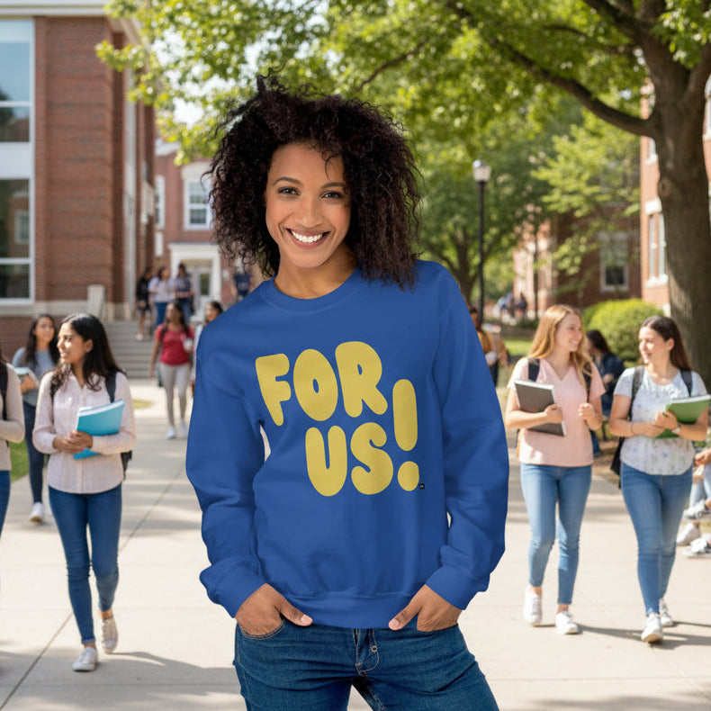 For Us in Blue and Yellow Unisex Crew Neck Sweatshirt - The APWT Gift Shop