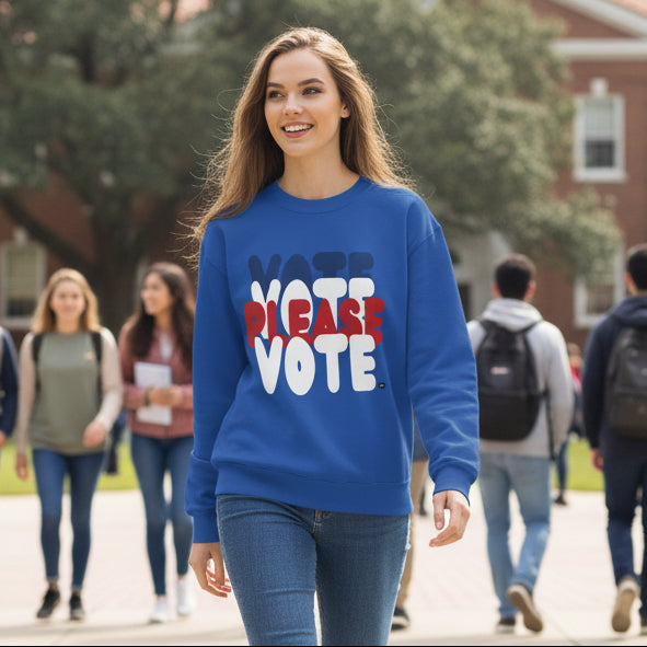 Please Vote Unisex Crew Neck Sweatshirt - Available in Assorted Colors