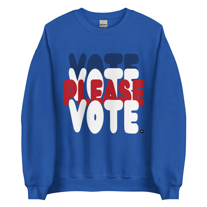 Please Vote Unisex Crew Neck Sweatshirt - Available in Assorted Colors