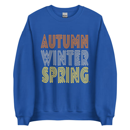 APWT Gift Shop's Fall in Autumn Unisex Crew Neck Sweatshirt from the Day in the Life Collection in Royal Blue