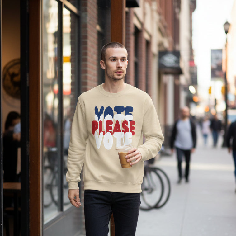 Please Vote Unisex Crew Neck Sweatshirt - Available in Assorted Colors