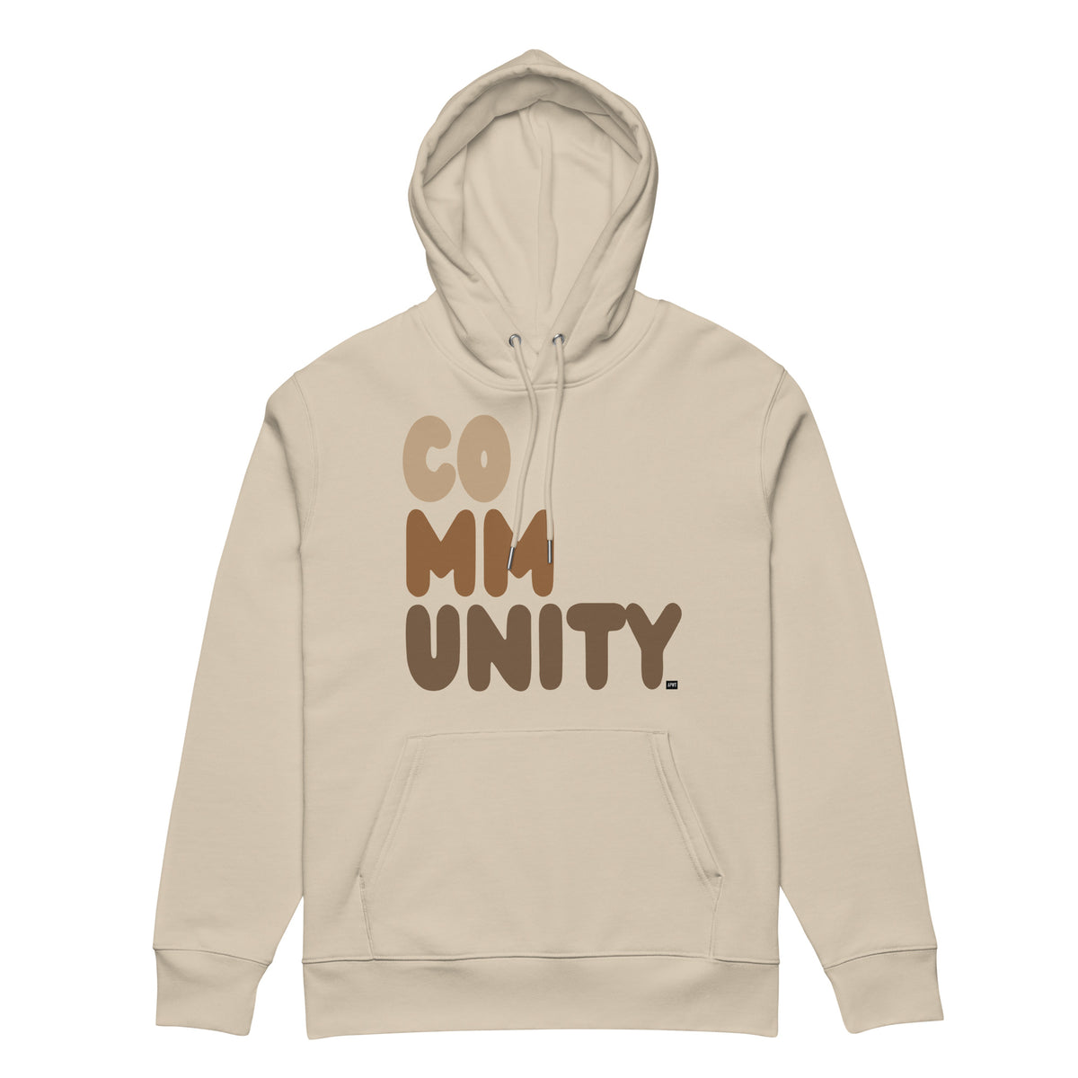 The APWT Gift Shop's Our Community Premium Unisex Hoodie from the Community Collection and the Premium Basics Collection in Beige - Front