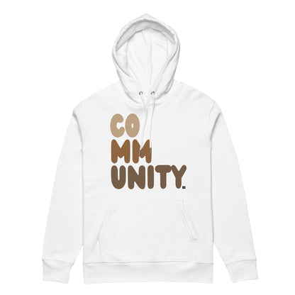 The APWT Gift Shop's Our Community Premium Unisex Hoodie from the Community Collection and the Premium Basics Collection in White
