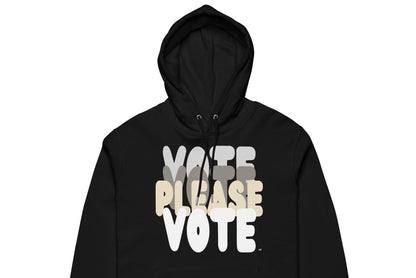 The APWT Gift Shop's Please Vote in Black and White Premium Unisex Hoodie from the APWT Vote Shop and the Premium Basics Collection - Close-Up