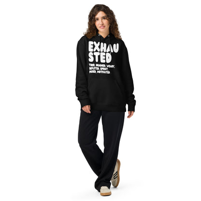 Exhausted in Black and White Premium Unisex Hoodie - The APWT Gift Shop