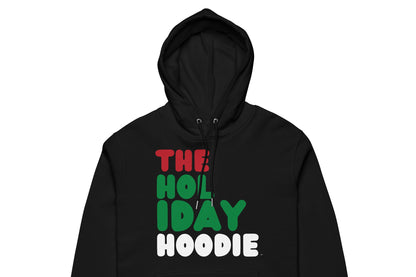The APWT Gift Shop's The Holiday Hoodie Premium Unisex Hoodie from the APWT Holiday Shop and the Day in the Life Collection in Black - Close-Up
