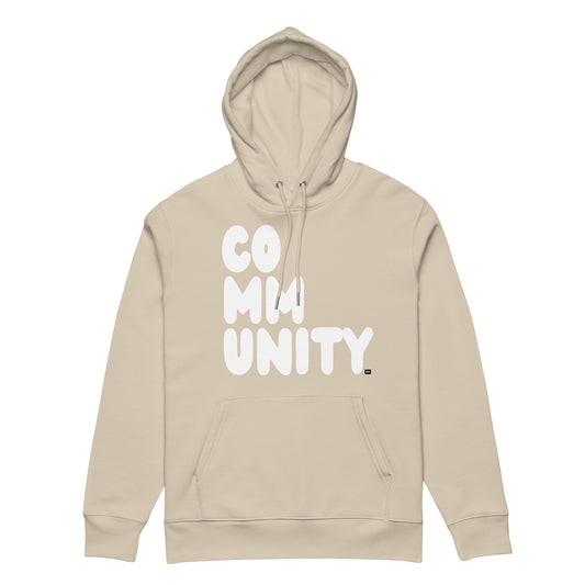 Community in Beige and White Premium Unisex Hoodie - The APWT Gift Shop