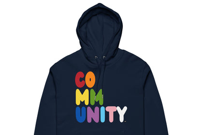 The APWT Gift Shop's Rainbow Community Premium Unisex Hoodie from the Community Collection and the Pride in the APWT Gift Shop Collection = Front Close-Up