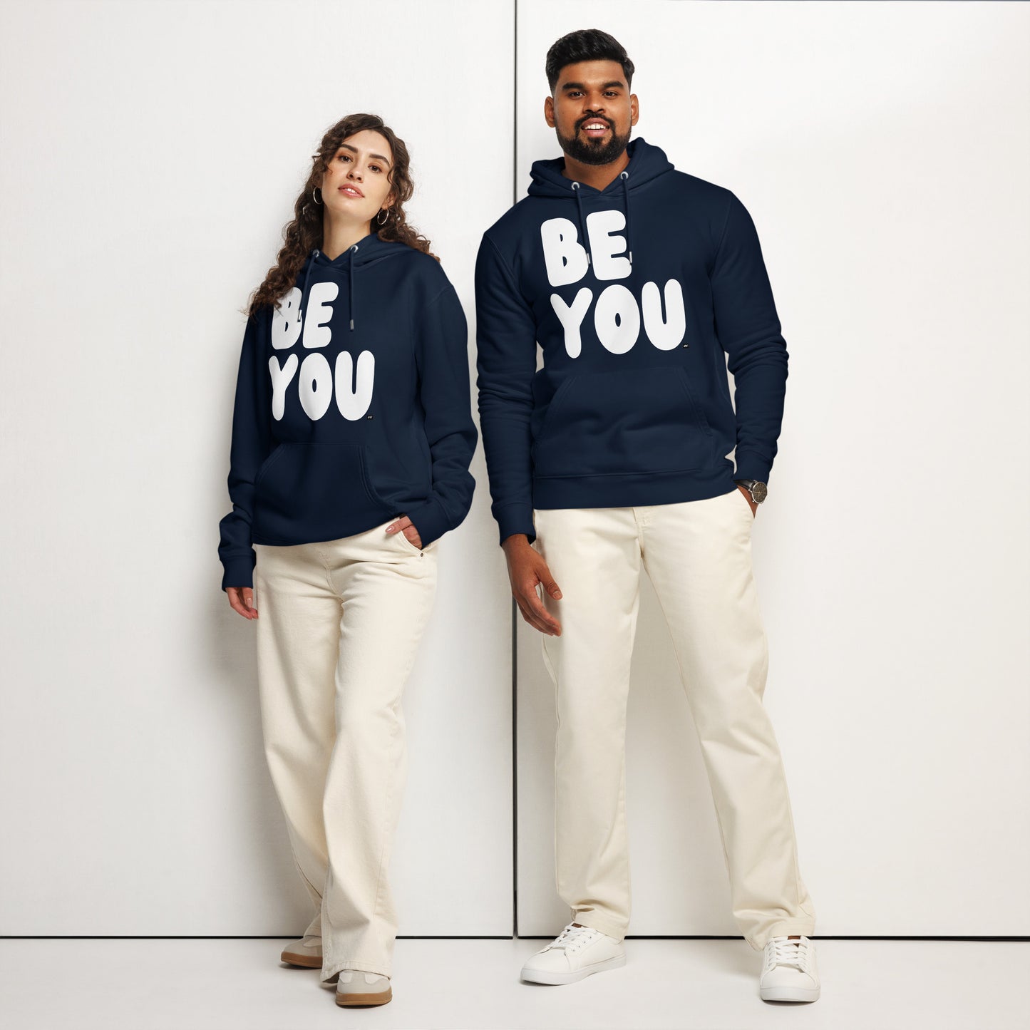 Be You in Blue and White Premium Unisex Hoodie