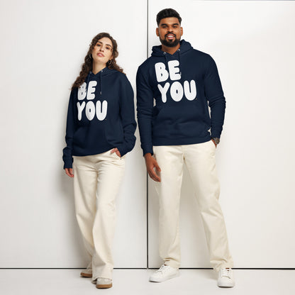 Be You in Blue and White Premium Unisex Hoodie