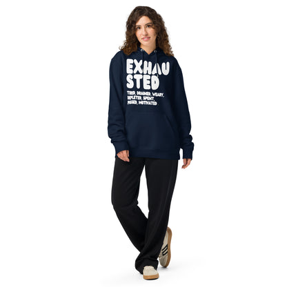 Exhausted in Blue and White Premium Unisex Hoodie - The APWT Gift Shop