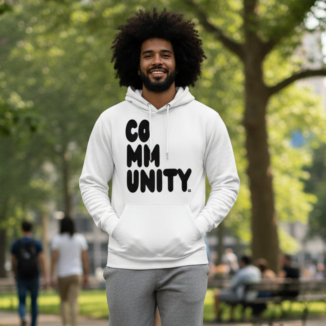 Community in Black and White Premium Unisex White Hoodie
