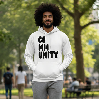 Community in Black and White Premium Unisex White Hoodie