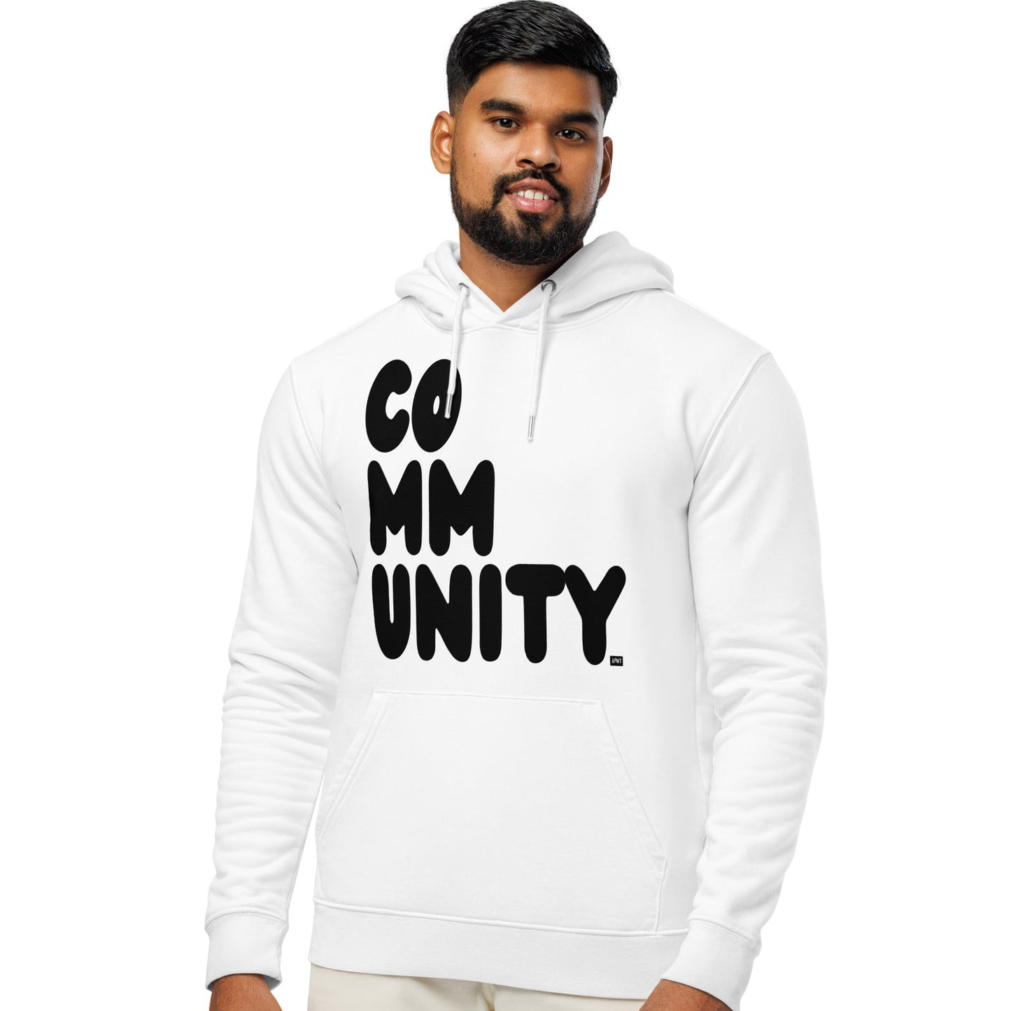 Community in Black and White Premium Unisex White Hoodie