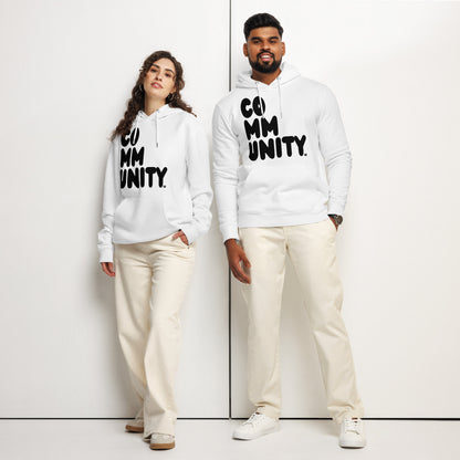 Community in Black and White Premium Unisex White Sweatshirt