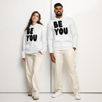 Be You in Black and White Premium Unisex White Hoodie