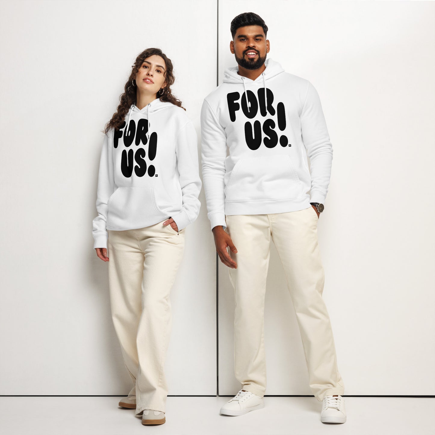 For Us in Black and White Premium Unisex White Hoodie - The APWT Gift Shop