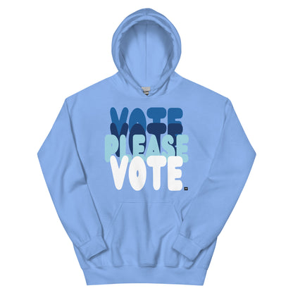 Please Vote in Sky Blue Unisex Hoodie from the APWT Gift Shop -  Vote Advocacy Sweatshirt