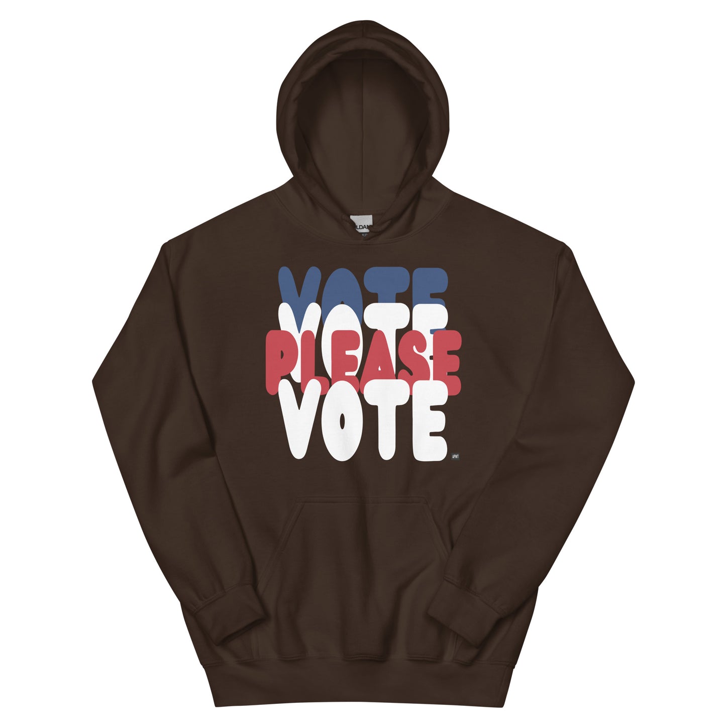 APWT Gift Shop's Please Vote Unisex Hoodie from the APWT Vote Shop in Brown
