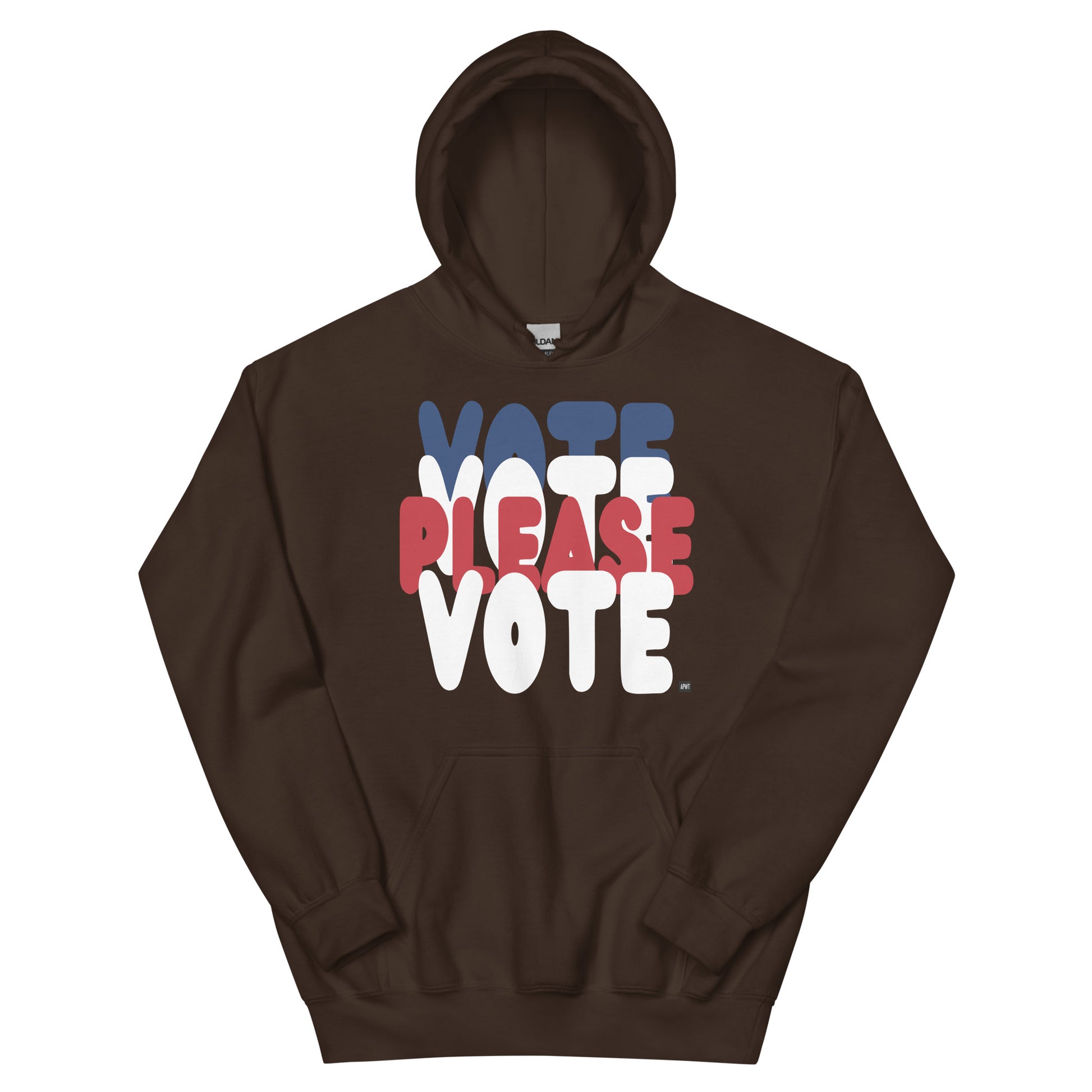 APWT Gift Shop's Please Vote Unisex Hoodie from the APWT Vote Shop in Brown