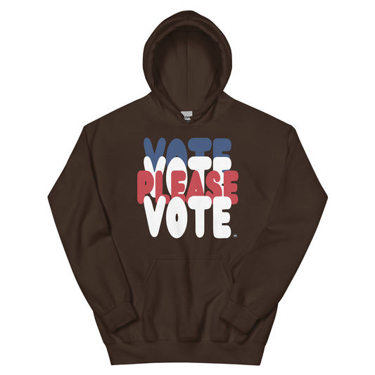 APWT Gift Shop's Please Vote Unisex Hoodie from the APWT Vote Shop in Brown