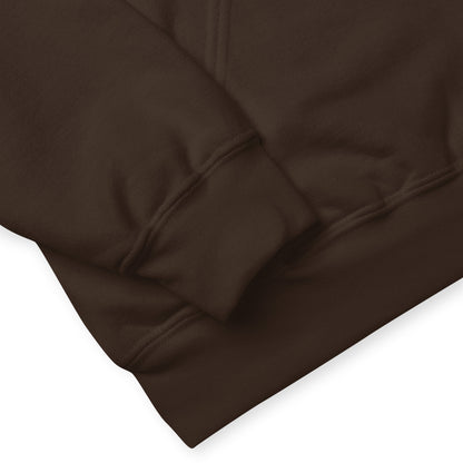 The APWT Gift shop's Please Vote Unisex Hoodie in Brown from the APWT Vote Shop close up of sleeve and waistband
