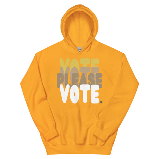 Please Vote in Sunny Yellow Unisex Hoodie from the APWT Gift Shop -  Vote Advocacy Sweatshirt