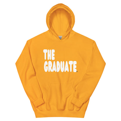 Yellow hoodie with 'THE GRADUATE' text on a white background