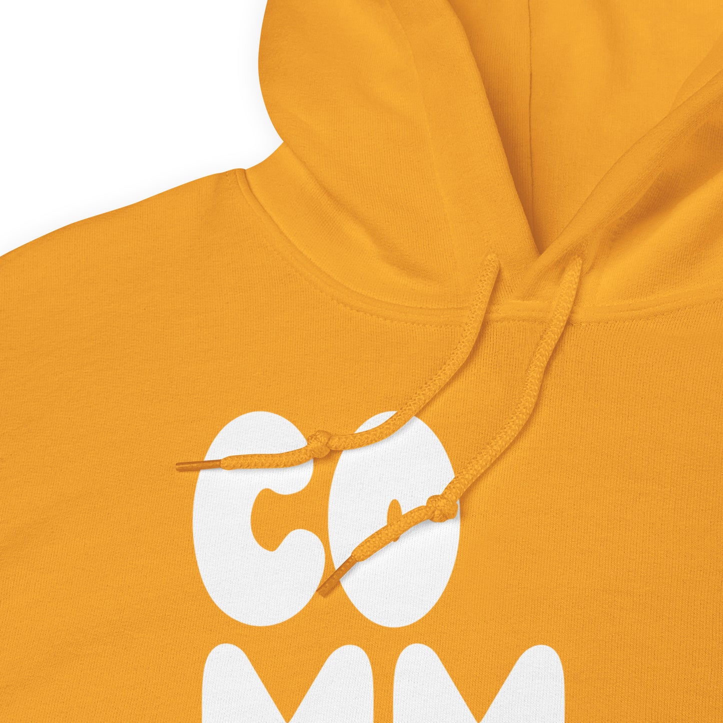 The drawstring of the hood of the APWT Gift Shop's A Community in Sunflower Yellow Unisex Hoodie from the Community Collection