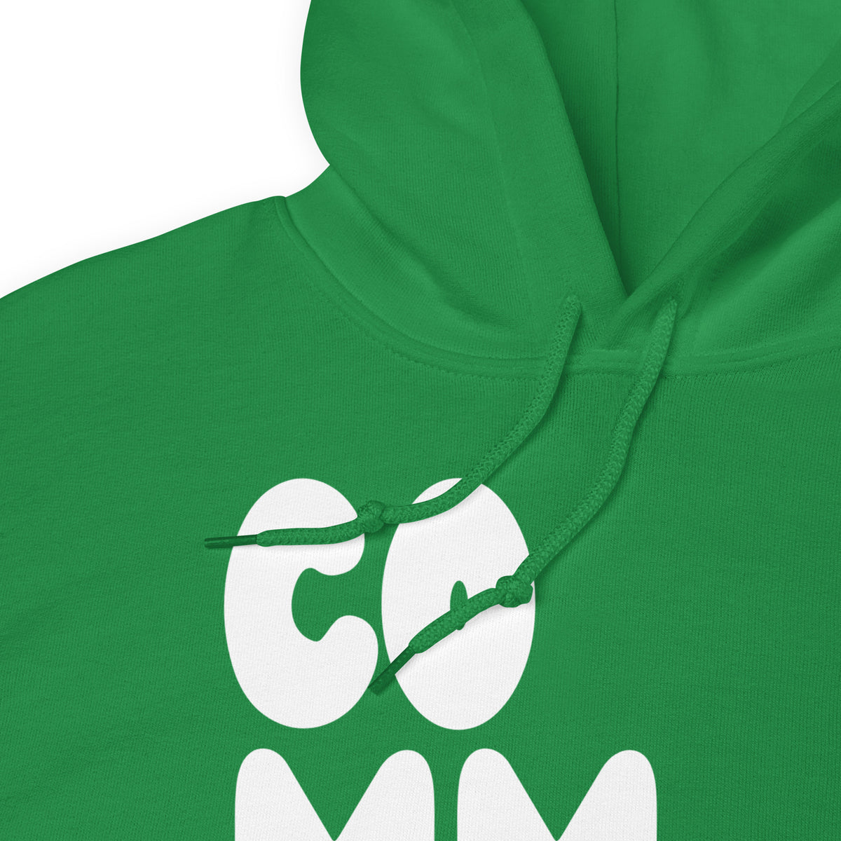 The drawstrings of the hood of the APWT Gift Shop's A Community in Green Grass Unisex Hoodie from the Community Collection