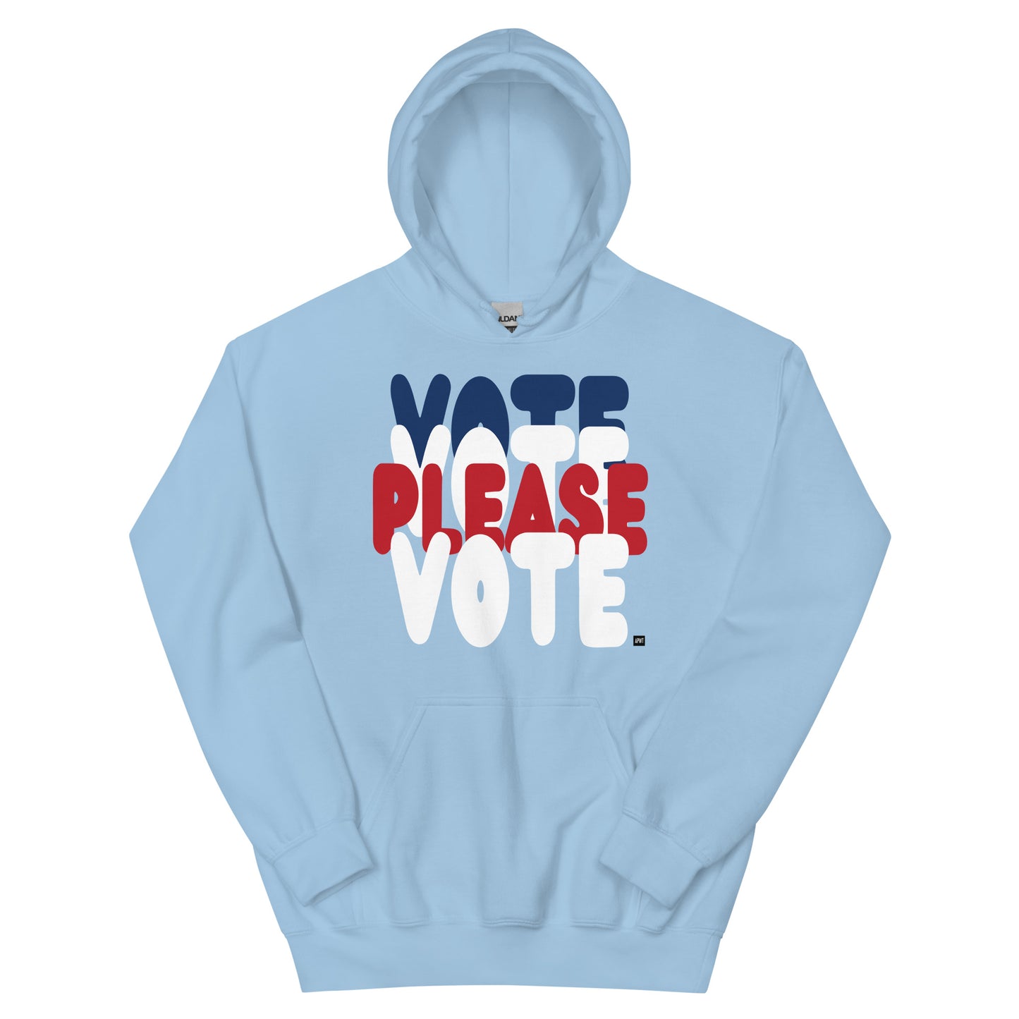 APWT Gift Shop's Please Vote Unisex Hoodie from the APWT Vote Shop in Light Blue