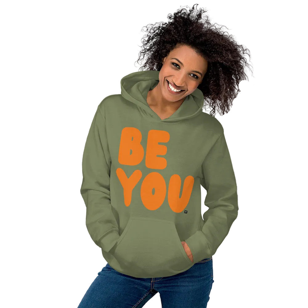 Be You in Olive Green and Orange Unisex Hoodie - The APWT Gift Shop