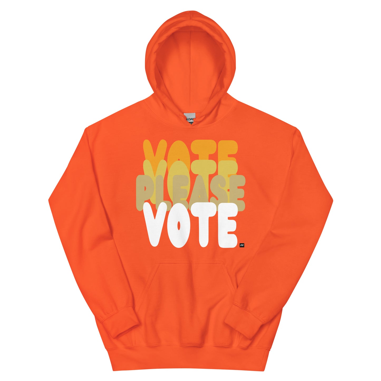 Please Vote in Safety Cone Orange Unisex Hoodie from the APWT Gift Shop -  Vote Advocacy Sweatshirt