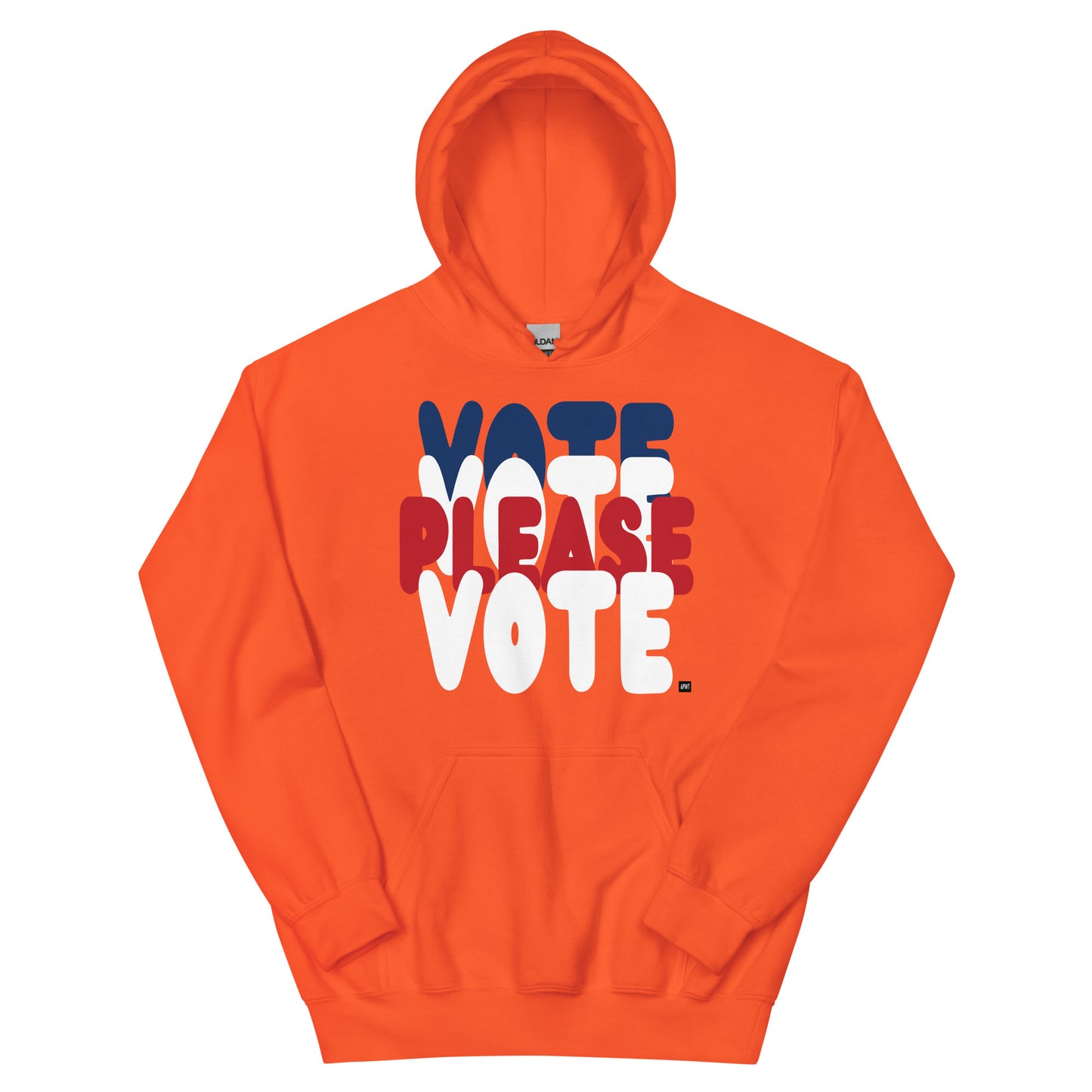APWT Gift Shop's Please Vote Unisex Hoodie from the APWT Vote Shop in Orange