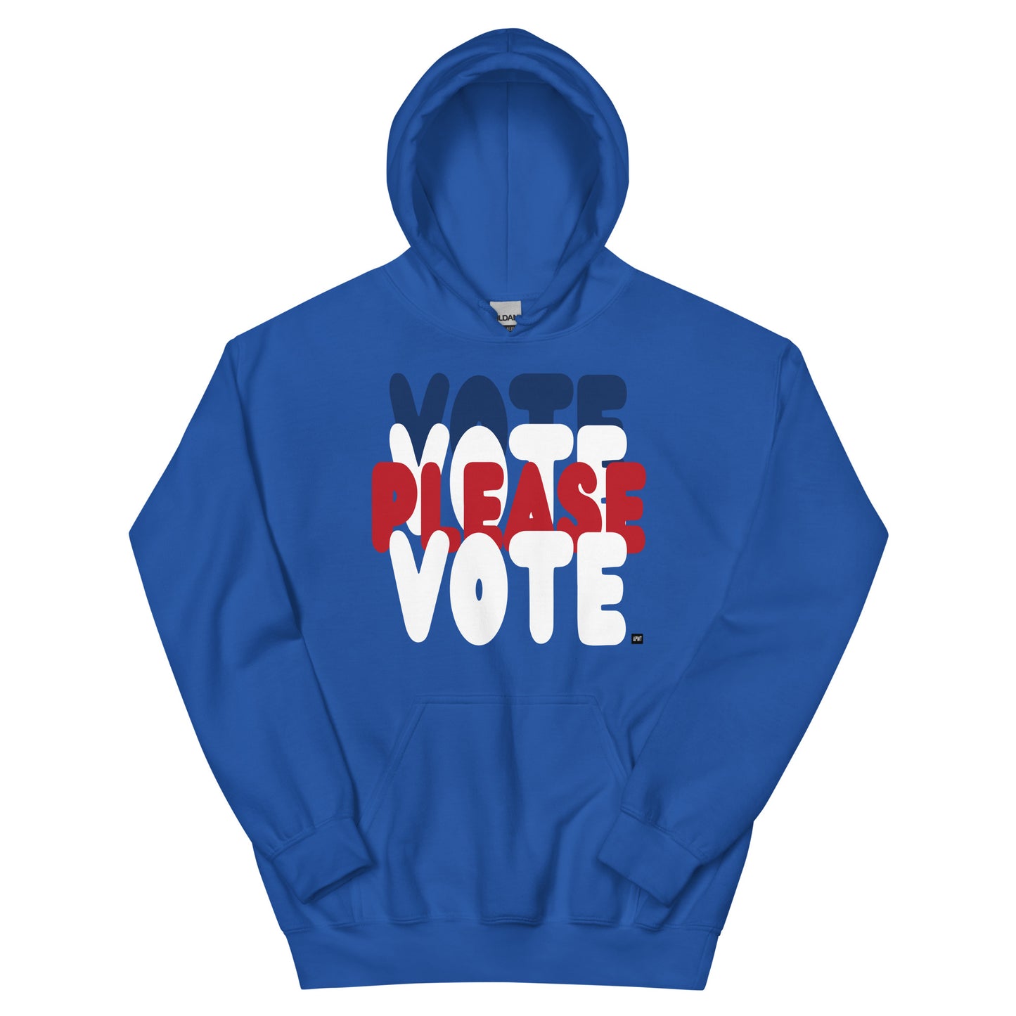 APWT Gift Shop's Please Vote Unisex Hoodie from the APWT Vote Shop in Blue