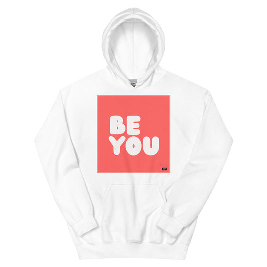 The Be You in Grapefruit Unisex Hoodie in White - The APWT Gift Shop