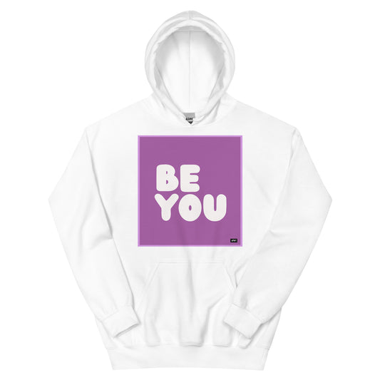 Be You in Purple Unisex Hoodie in White - The APWT Gift Shop