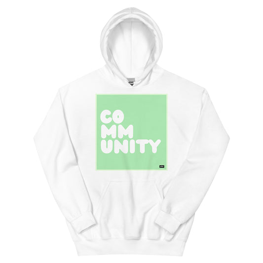 A Community in Mint Green Unisex Hoodie in White - The APWT Gift Shop