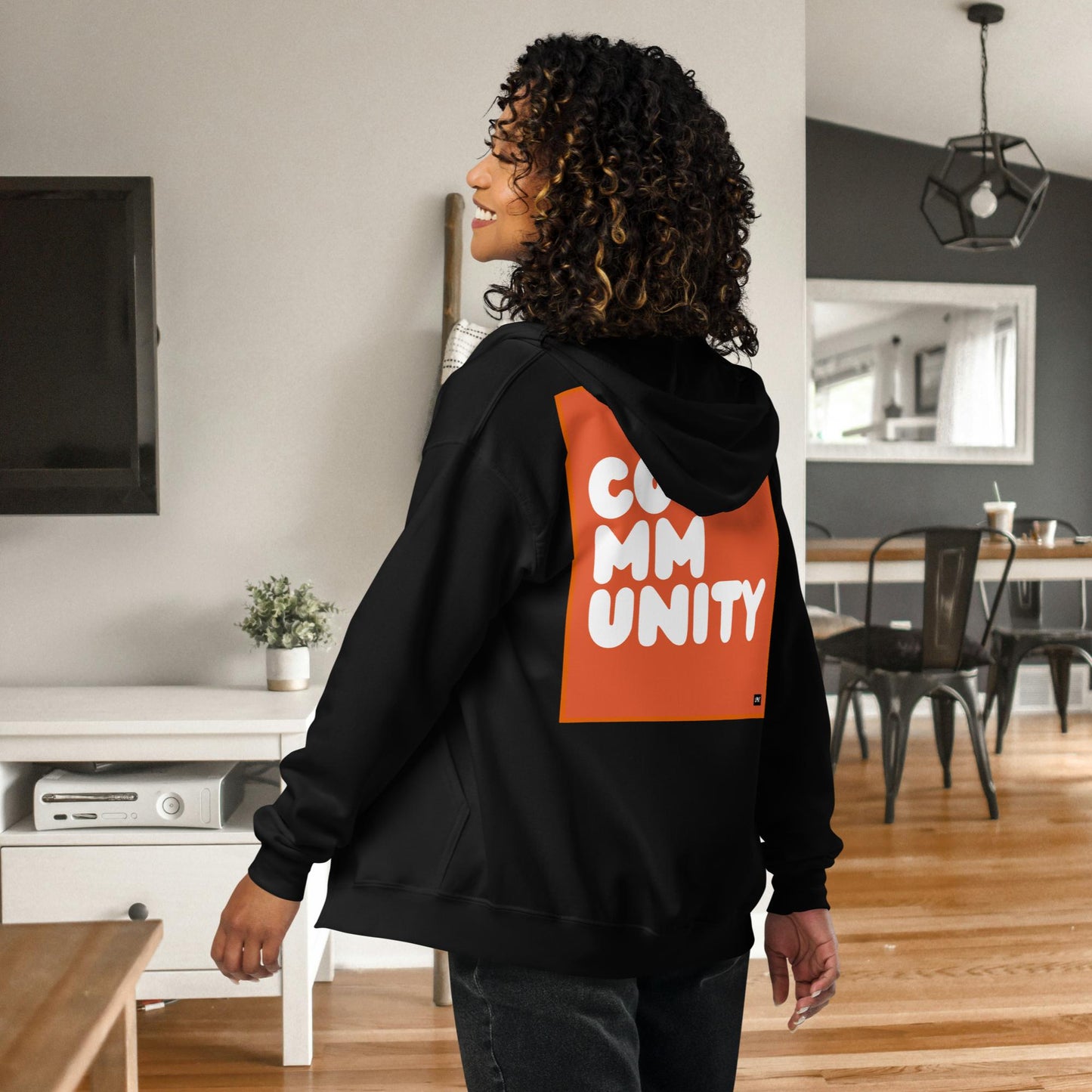 A Community in Tangerine Unisex Zip-Up Hoodie