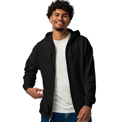 Man modeling the front of the Groomsmen Unisex Zip-Up Hoodie in Black