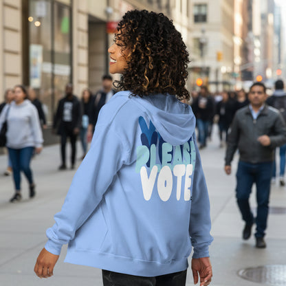 Please Vote in Sky Blue Unisex Zip-Up Hoodie