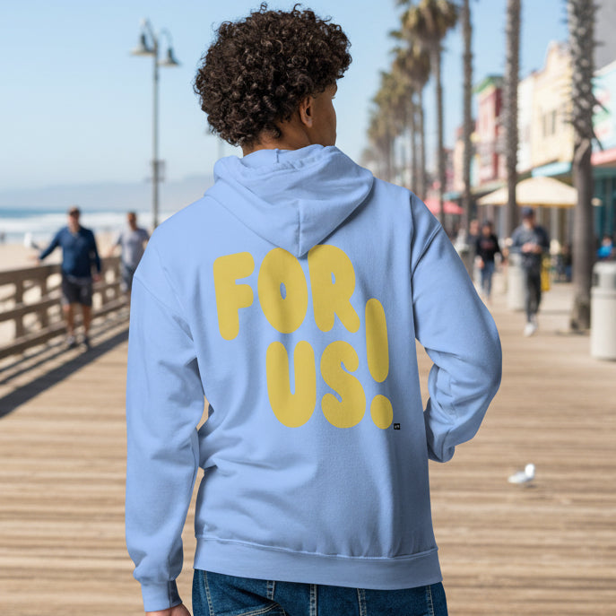 For Us in Light Blue and Yellow Unisex Zip-Up Hoodie